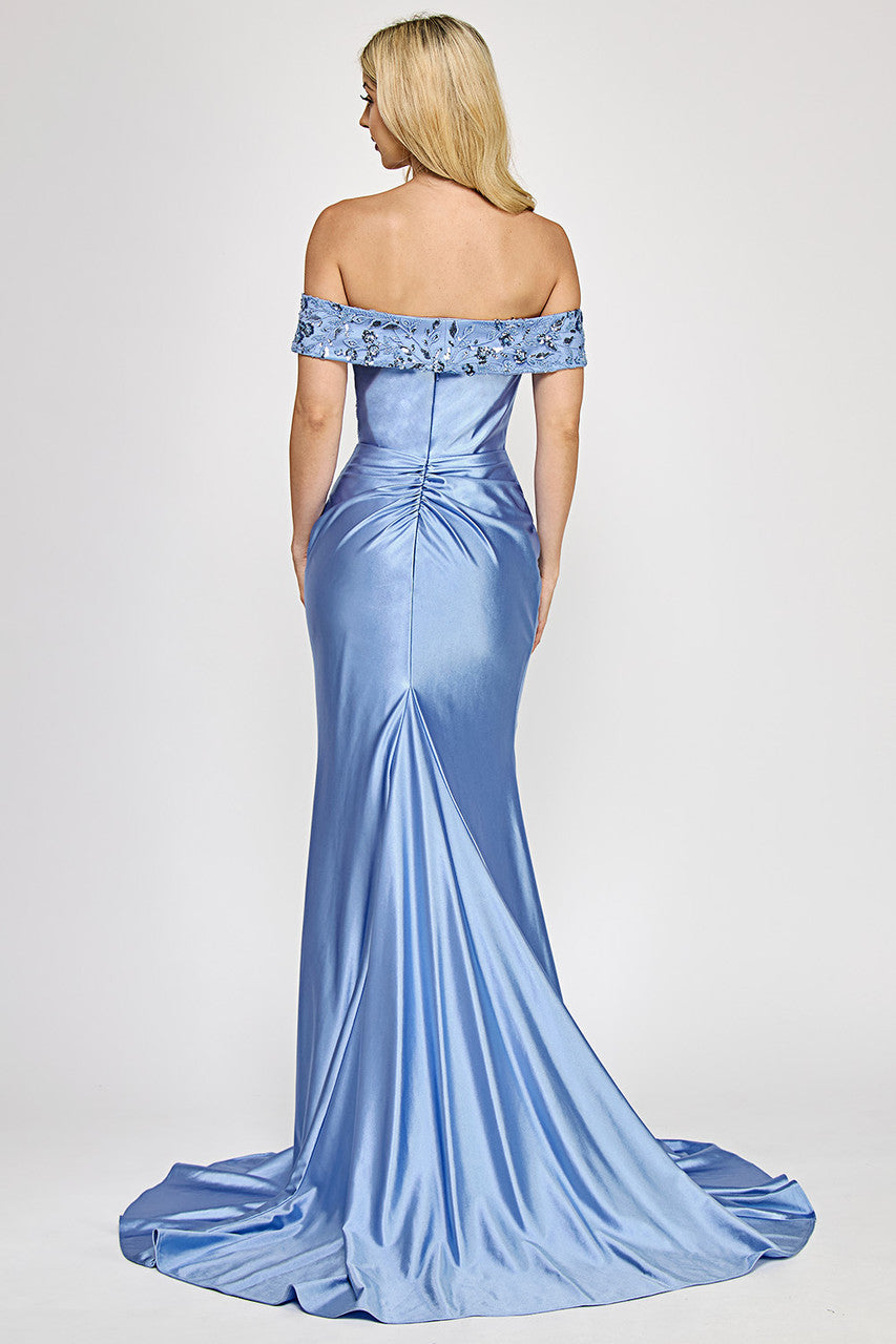 Prom Dresses Formal Beaded Prom Long Fitted Dress Lenovia 8353 Perry Blue