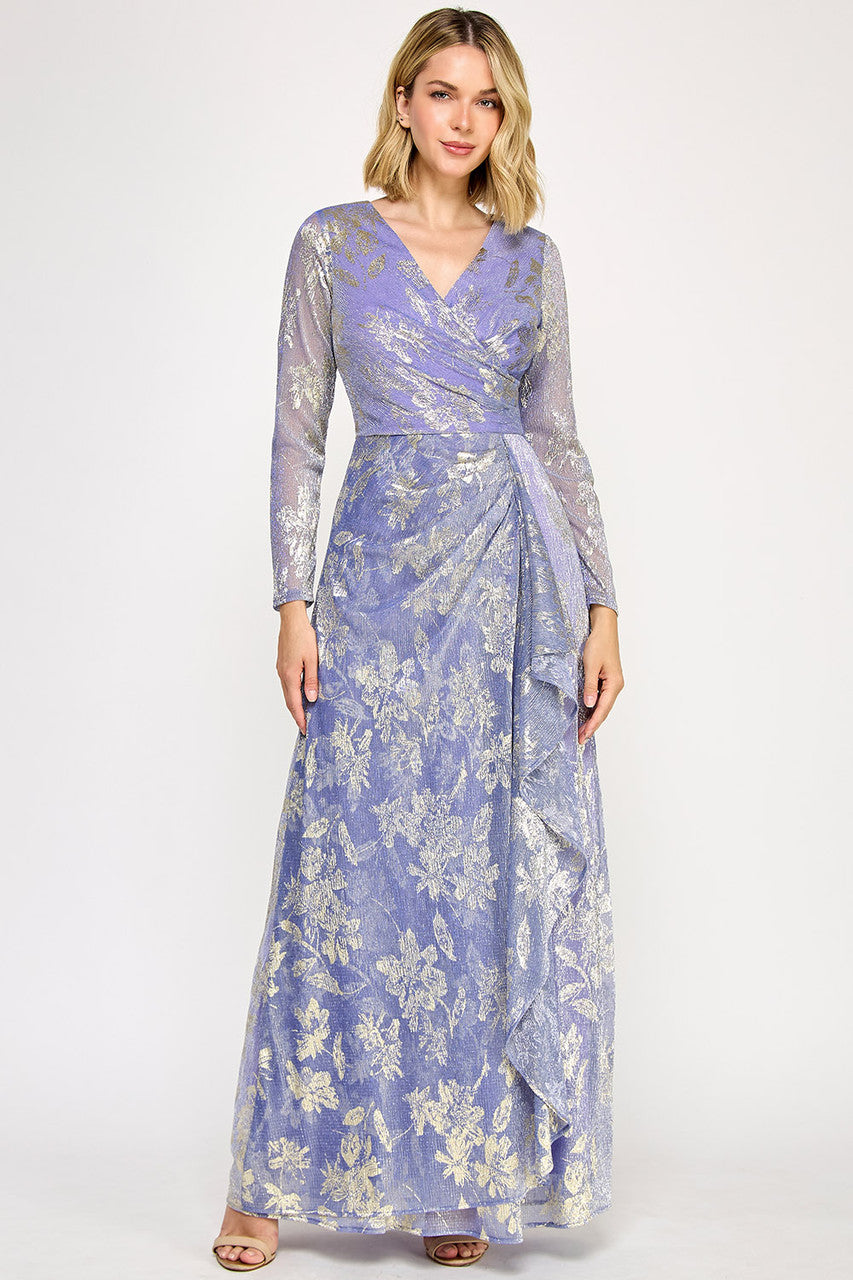 Mother of the Bride Dresses Mother of the Bride Long Sleeve Long Formal Floral Dress Lenovia 5333 Lilac
