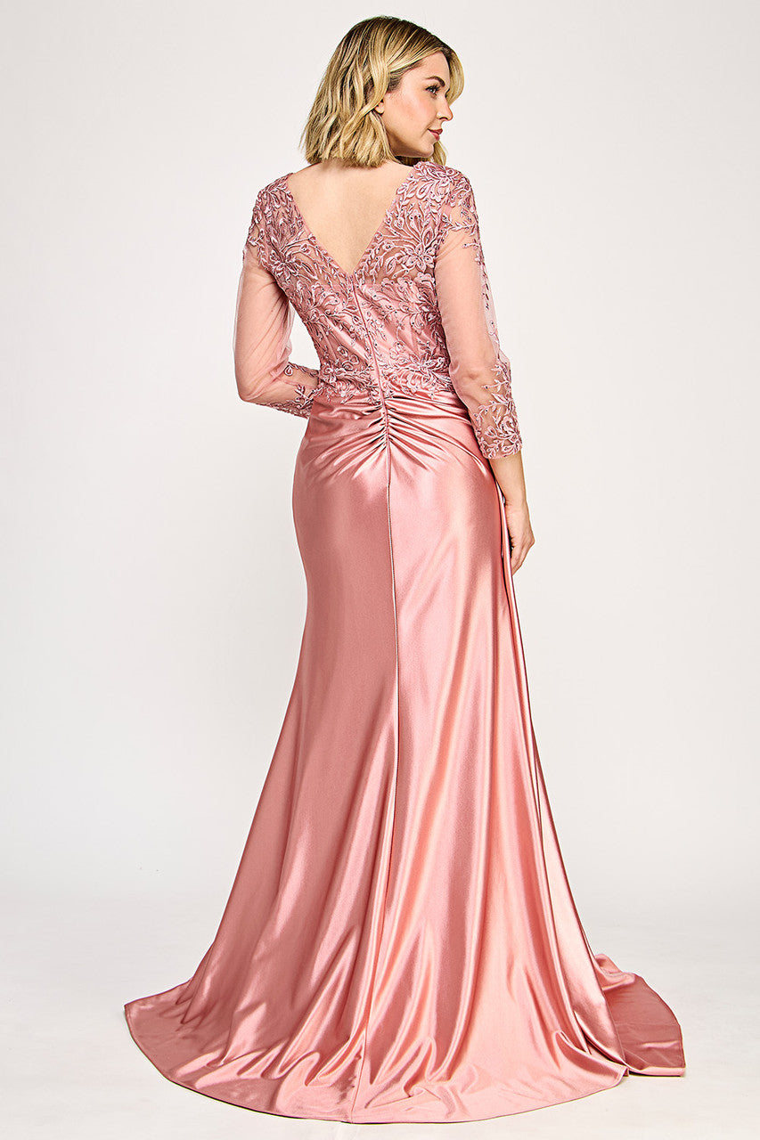 Mother of the Bride Dresses Long Formal Mother of the Bride Lace Applique Corset Dress Lenovia 8366 Mauve
