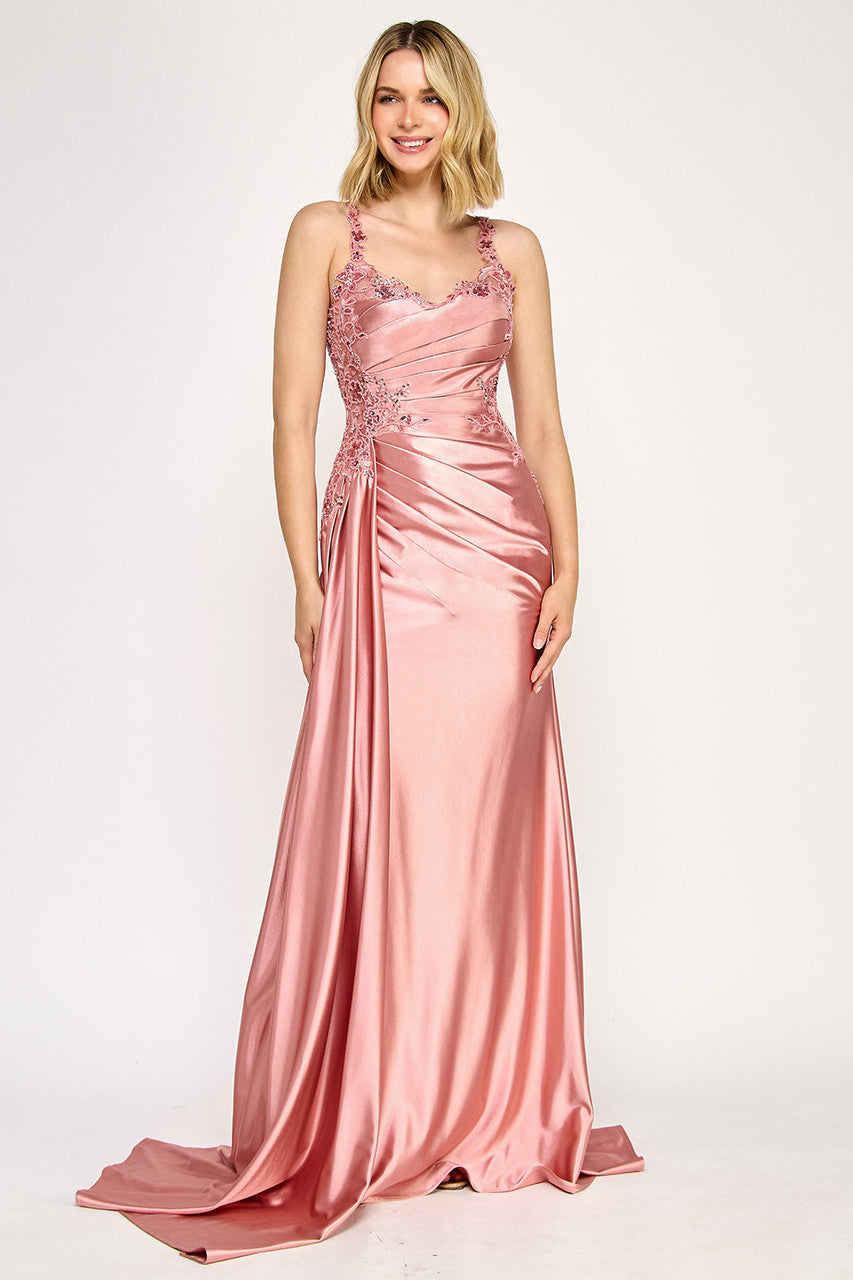 Prom Dresses Long Pleated Prom Formal Fitted Dress Lenovia 8361 Mauve