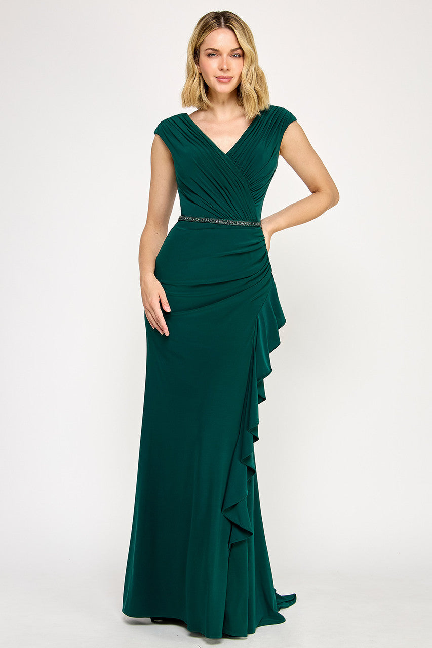 Formal Dresses Ruffle Fitted Evening Long Formal Prom Dress Lenovia 8374 Hunter Green