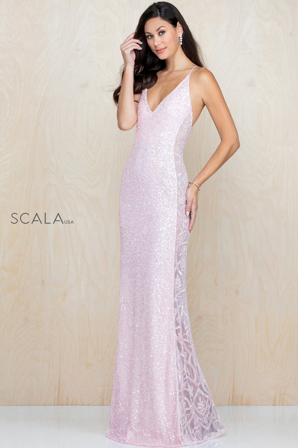 Scala 60096 Sequin Long Formal Prom Fitted Dress