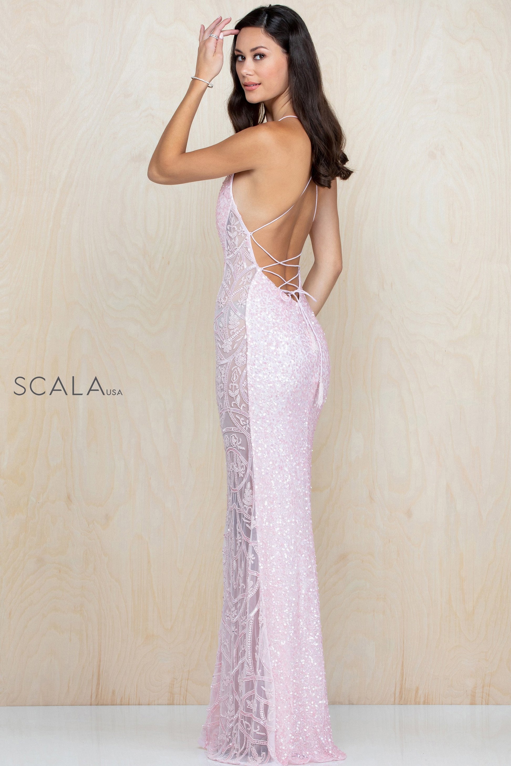 Scala 60096 Sequin Long Formal Prom Fitted Dress