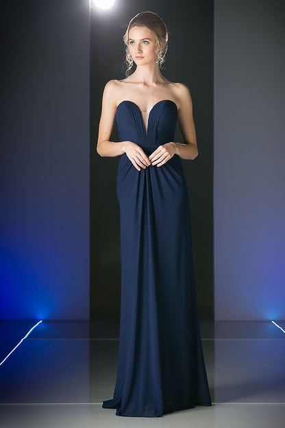 Formal Long Dress Bridesmaid - The Dress Outlet Navy