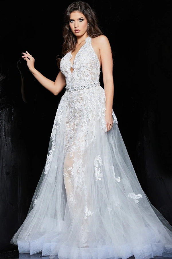 Jovani 60124 Formal Long Prom Overskirt Jumpsuit