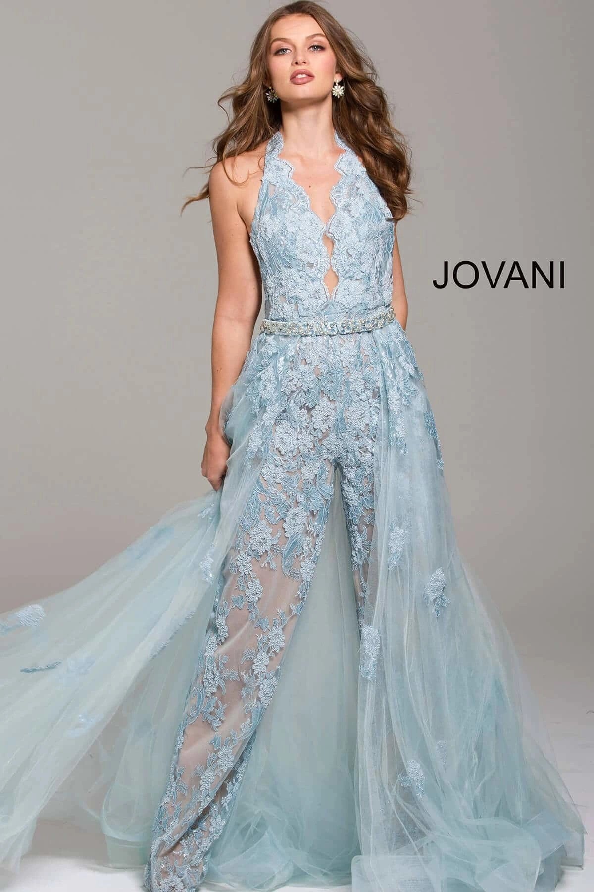 Jovani jumpsuit with overskirt hotsell