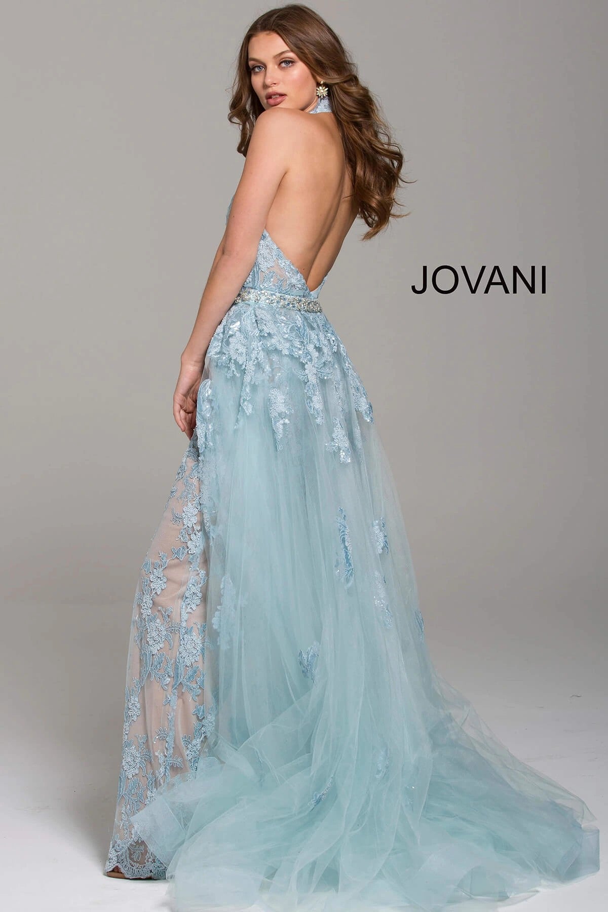 Jumpsuit Formal Long Prom Overskirt Jumpsuit Light Blue