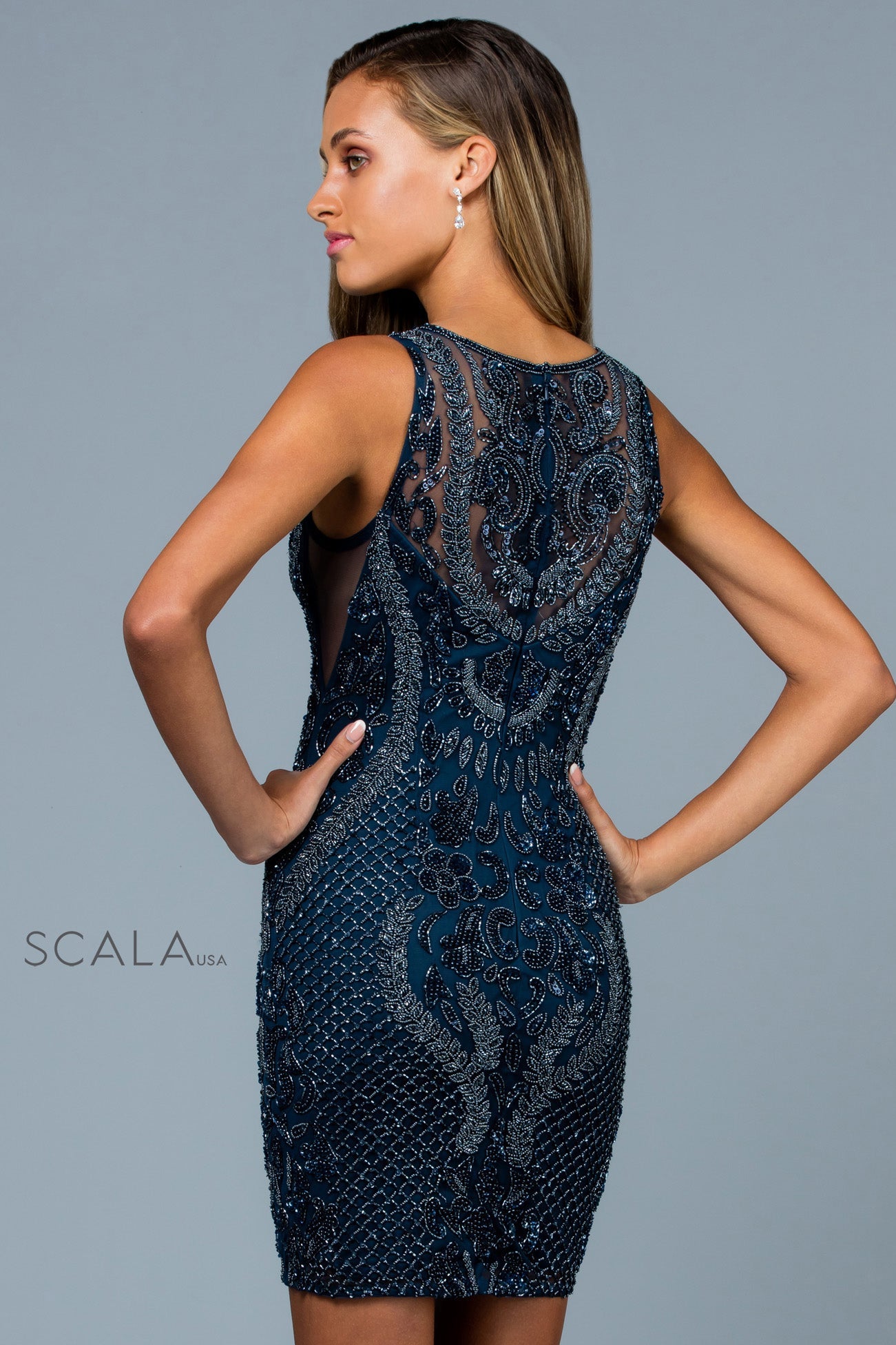 Scala 60133 Sequin Short Fitted Cocktail Dress