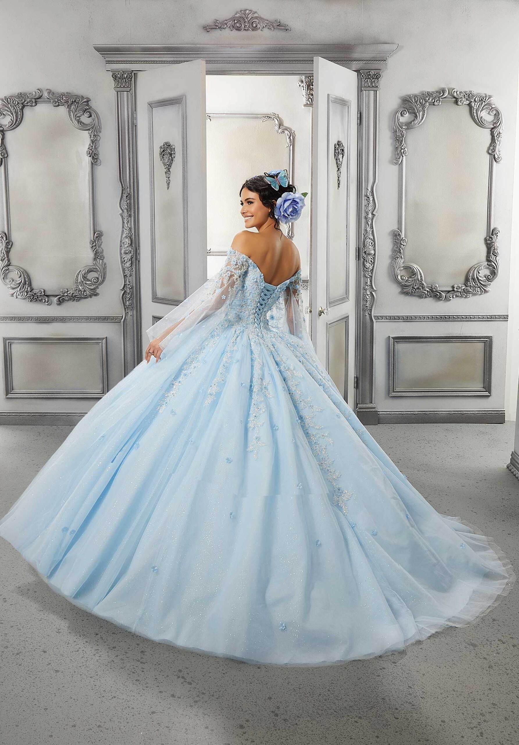 Off-the-Shoulder Floor-Length Tulle Formal Ball Gown MGNY Madeline Gardner New York 60143