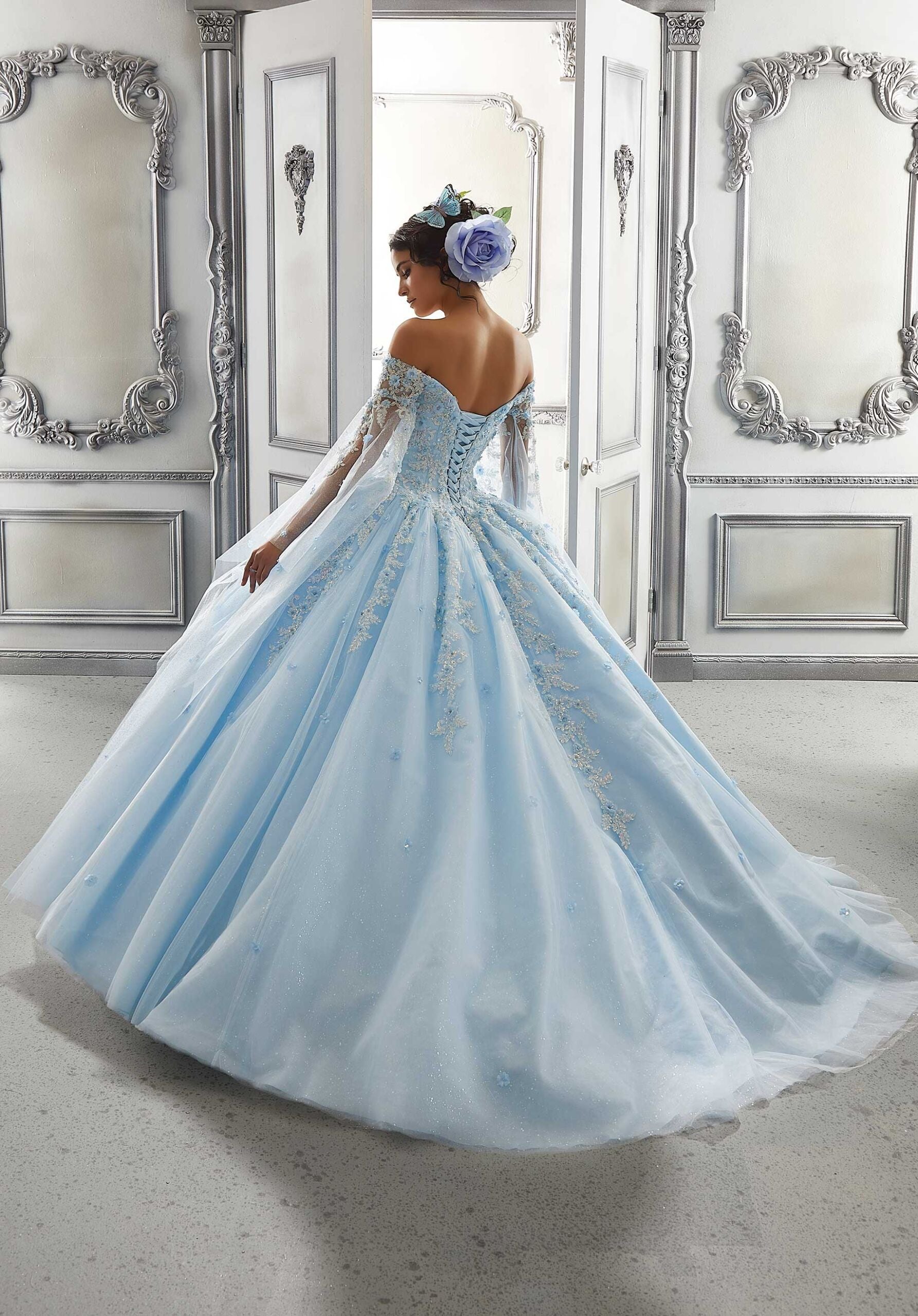 Off-the-Shoulder Floor-Length Tulle Formal Ball Gown MGNY Madeline Gardner New York 60143