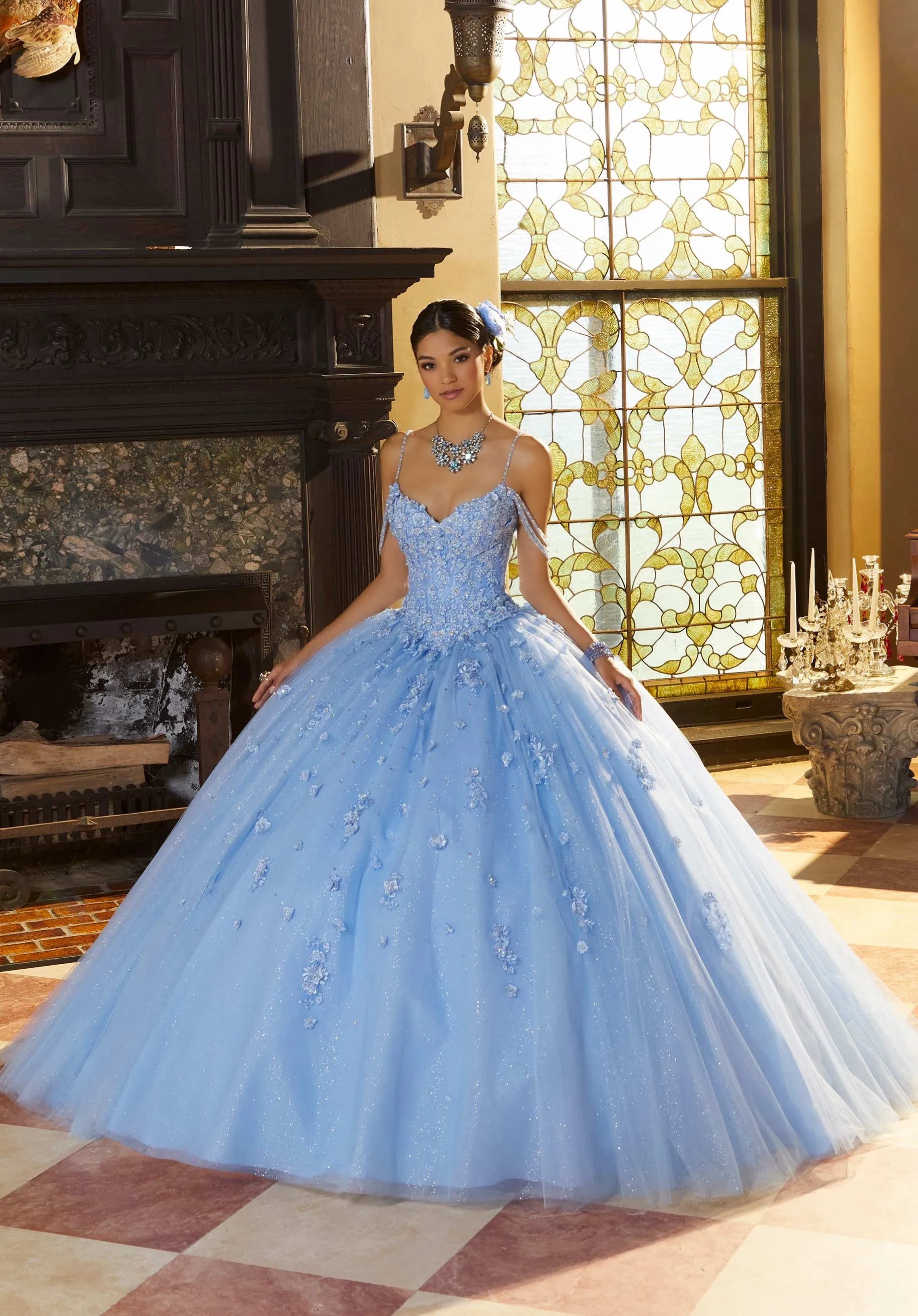 Sweetheart Floor-Length Tulle Quinceañera Ball Gown MGNY Madeline Gardner New York 60155