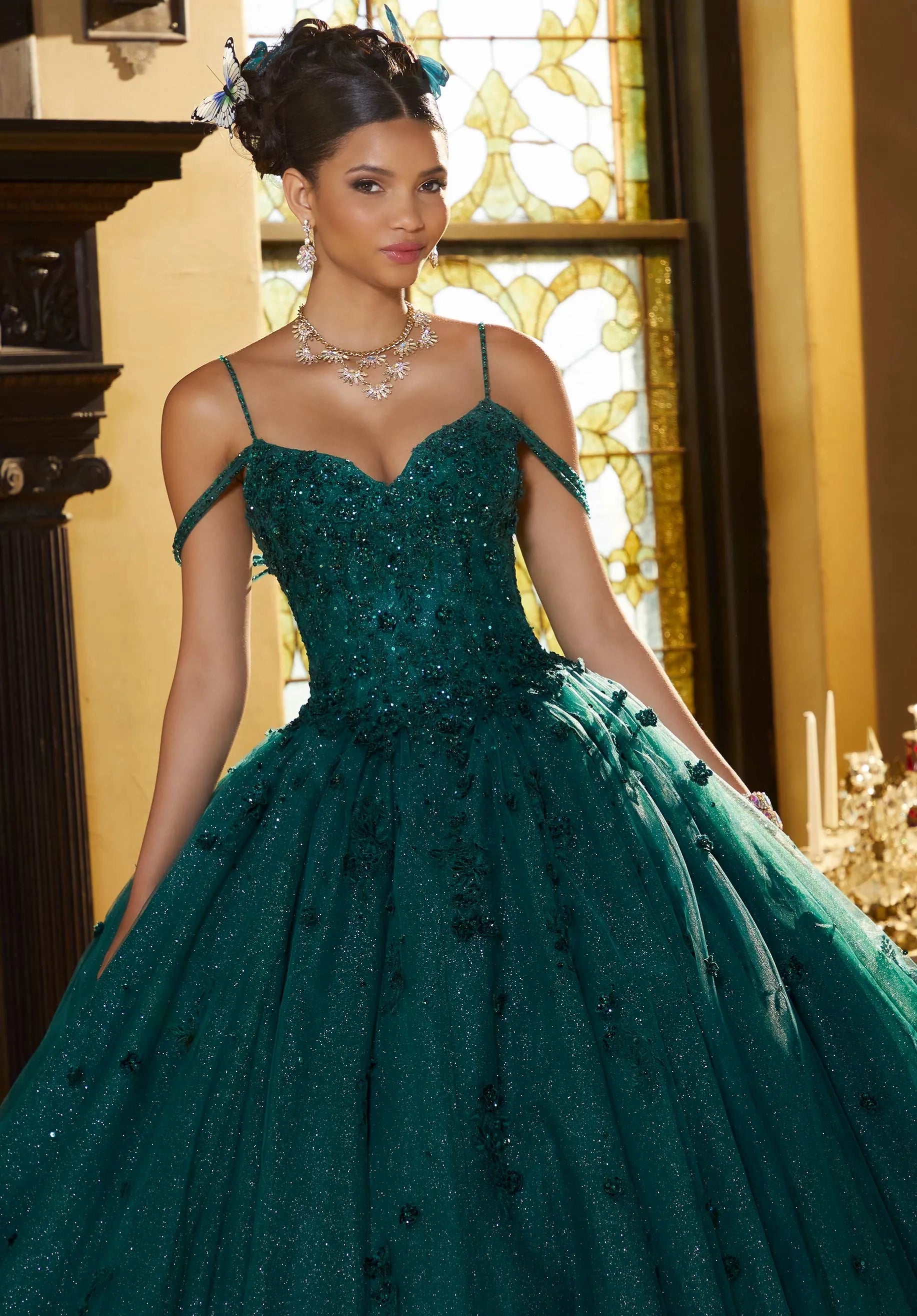 Sweetheart Floor-Length Tulle Quinceañera Ball Gown MGNY Madeline Gardner New York 60155