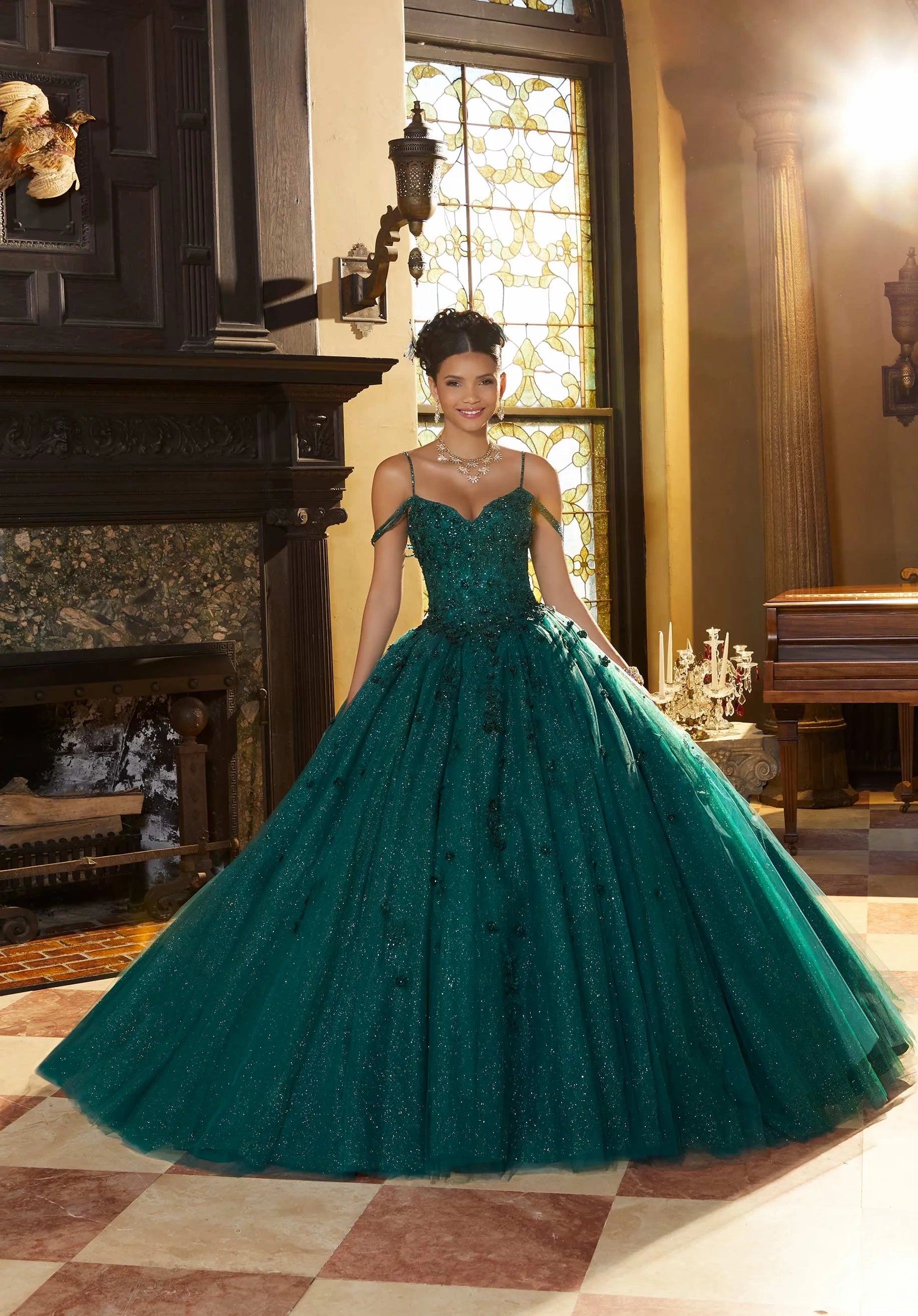Sweetheart Floor-Length Tulle Quinceañera Ball Gown MGNY Madeline Gardner New York 60155