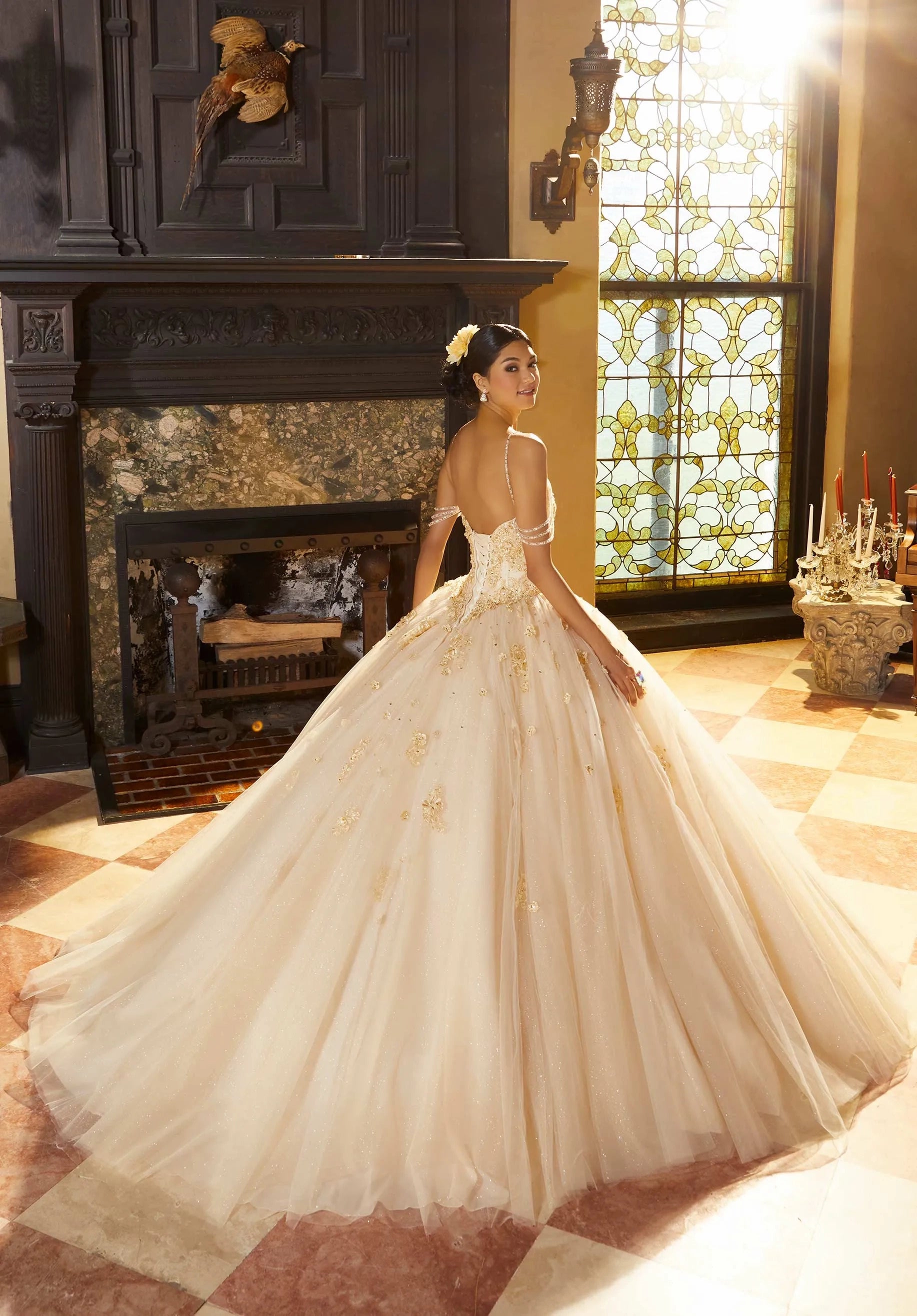 Sweetheart Floor-Length Tulle Quinceañera Ball Gown MGNY Madeline Gardner New York 60155
