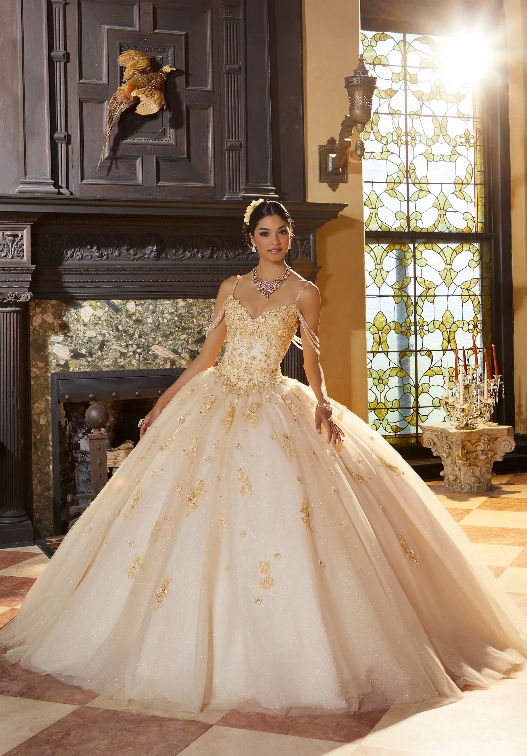 Sweetheart Floor-Length Tulle Quinceañera Ball Gown MGNY Madeline Gardner New York 60155