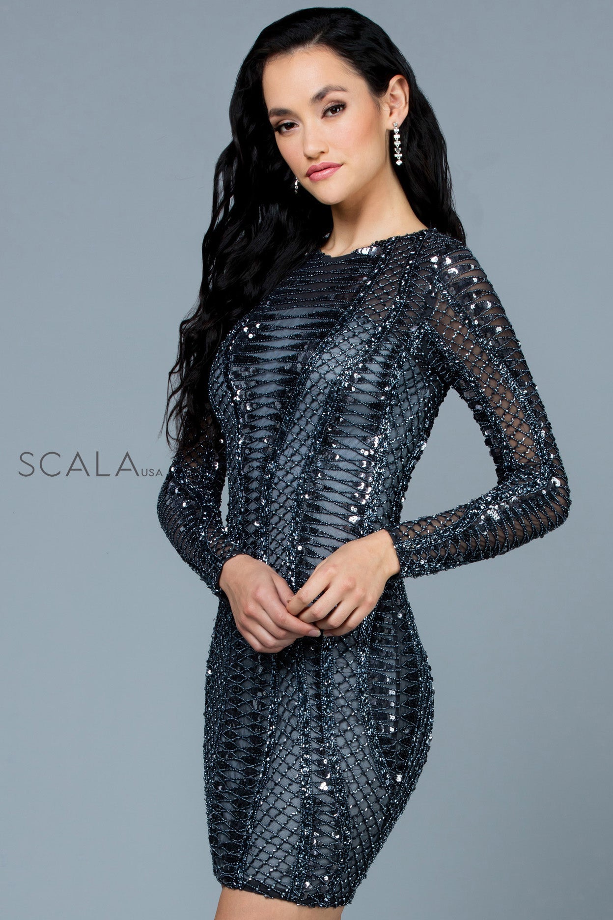 Cocktail Dresses Short Fitted Sequin Cocktail Dress Charcoal