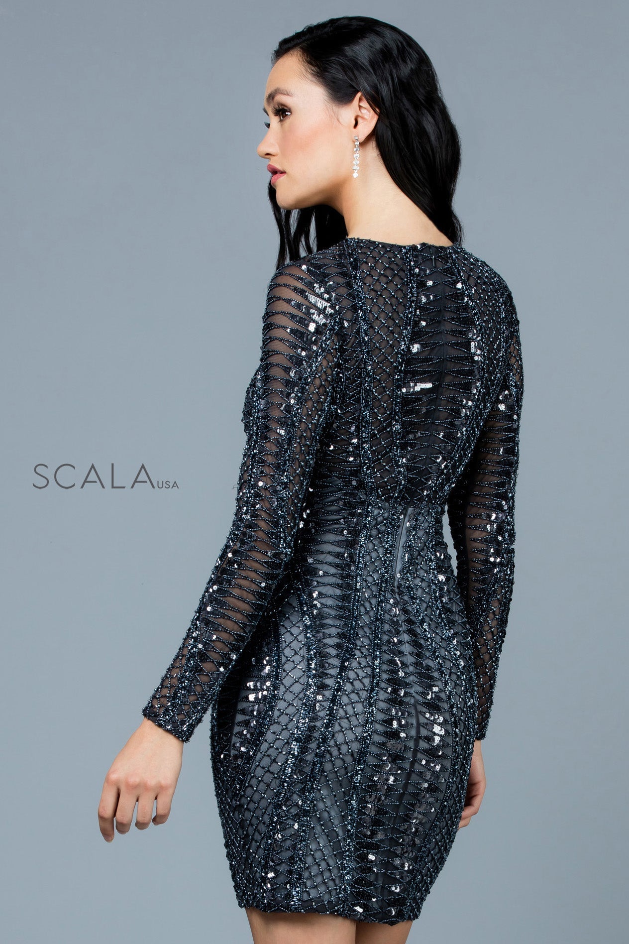 Scala 60185 Short Fitted Sequin Cocktail Dress