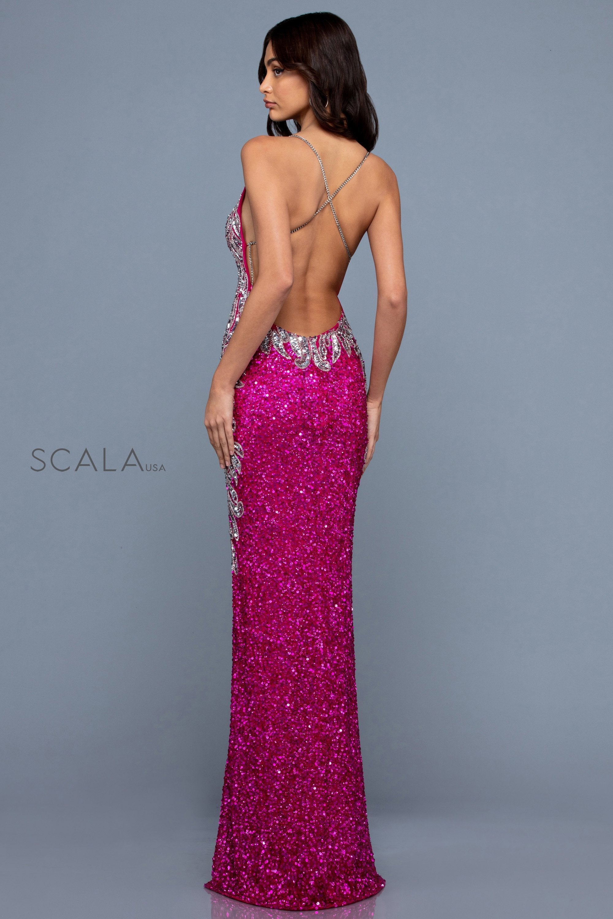 Prom Dresses Fitted Long Formal Slit Prom Dress Magenta