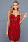 Cocktail Dresses Fitted Short Cocktail Beaded Dress Red