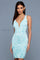 Cocktail Dresses Short Beaded Cocktail Pattern Dress Turquoise/White