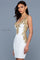 Homecoming Dresses Fitted Short Homecoming Mini Cocktail Dress Ivory/Gold