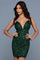 Cocktail Dresses Fitted Short Cocktail Mini Dress Forest/Gold