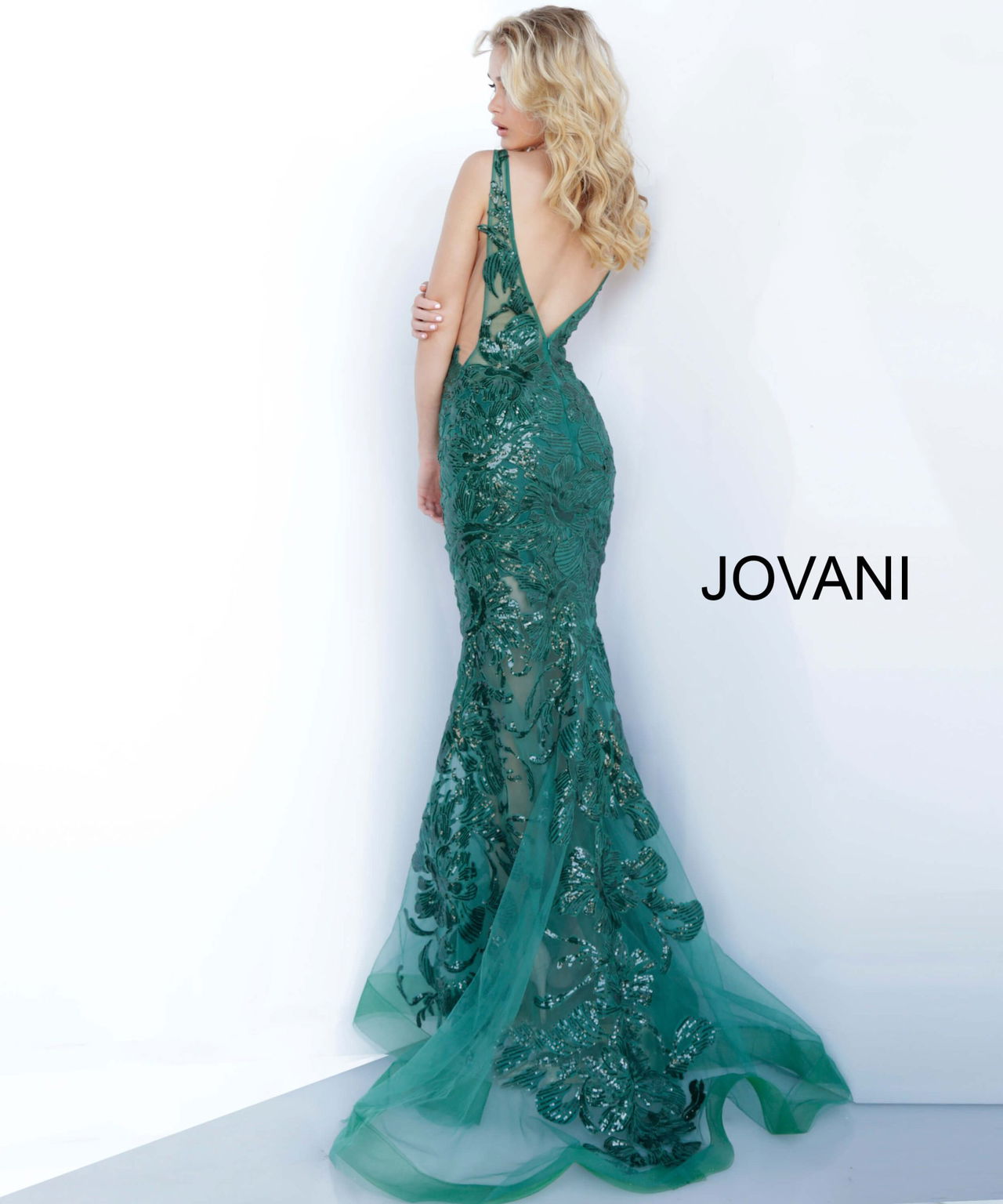 Jovani 60283 Long Formal Floral Applique Prom Sequin Dress
