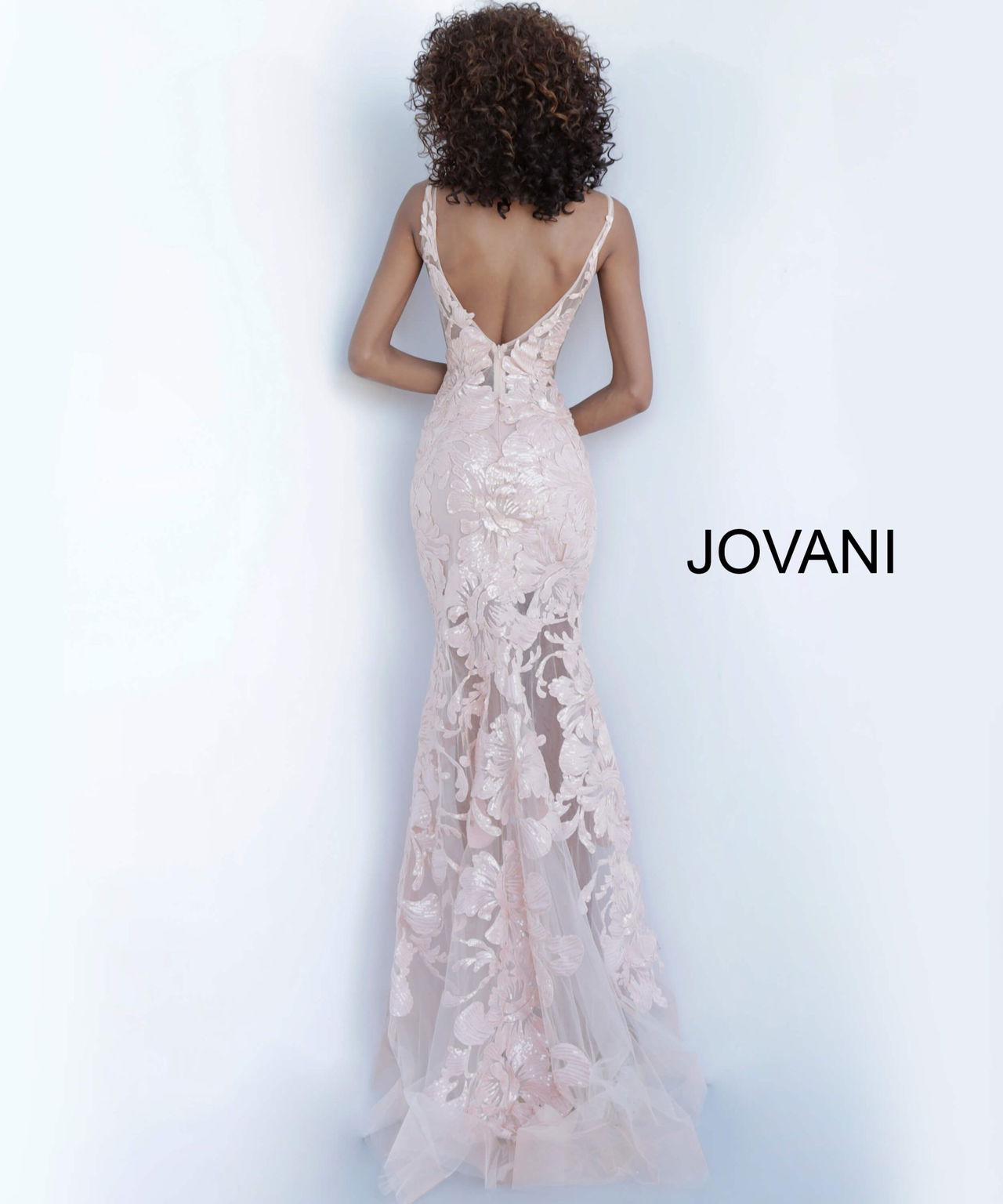 Jovani 60283 Long Formal Floral Applique Prom Sequin Dress