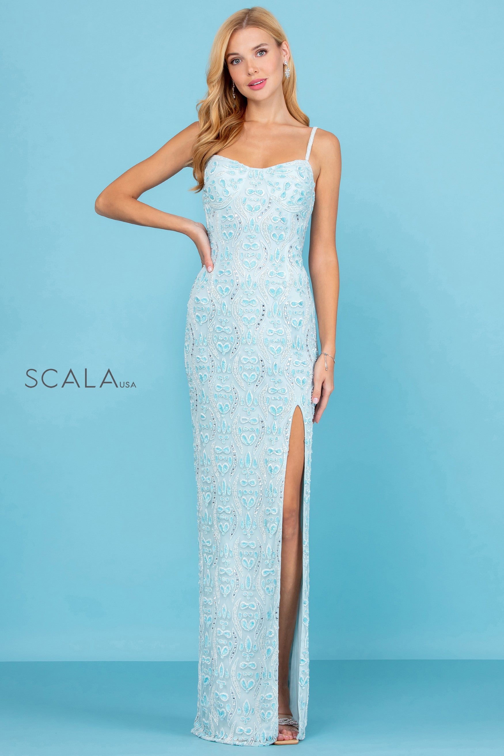 Sweetheart Floor-Length Sequin Evening Mermaid Scala 60286