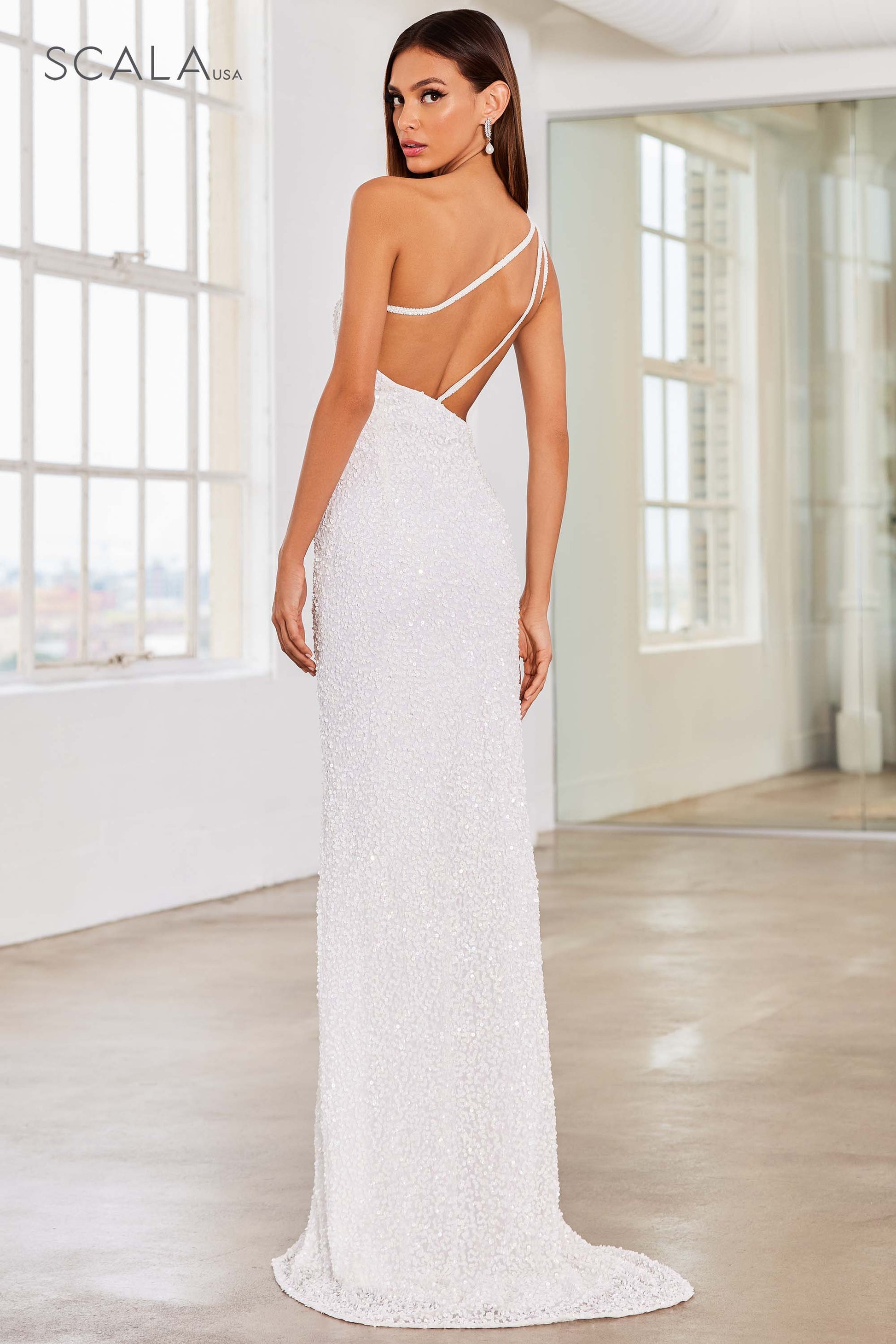 Scala 60290 Long Fitted Sequin Wedding Dress