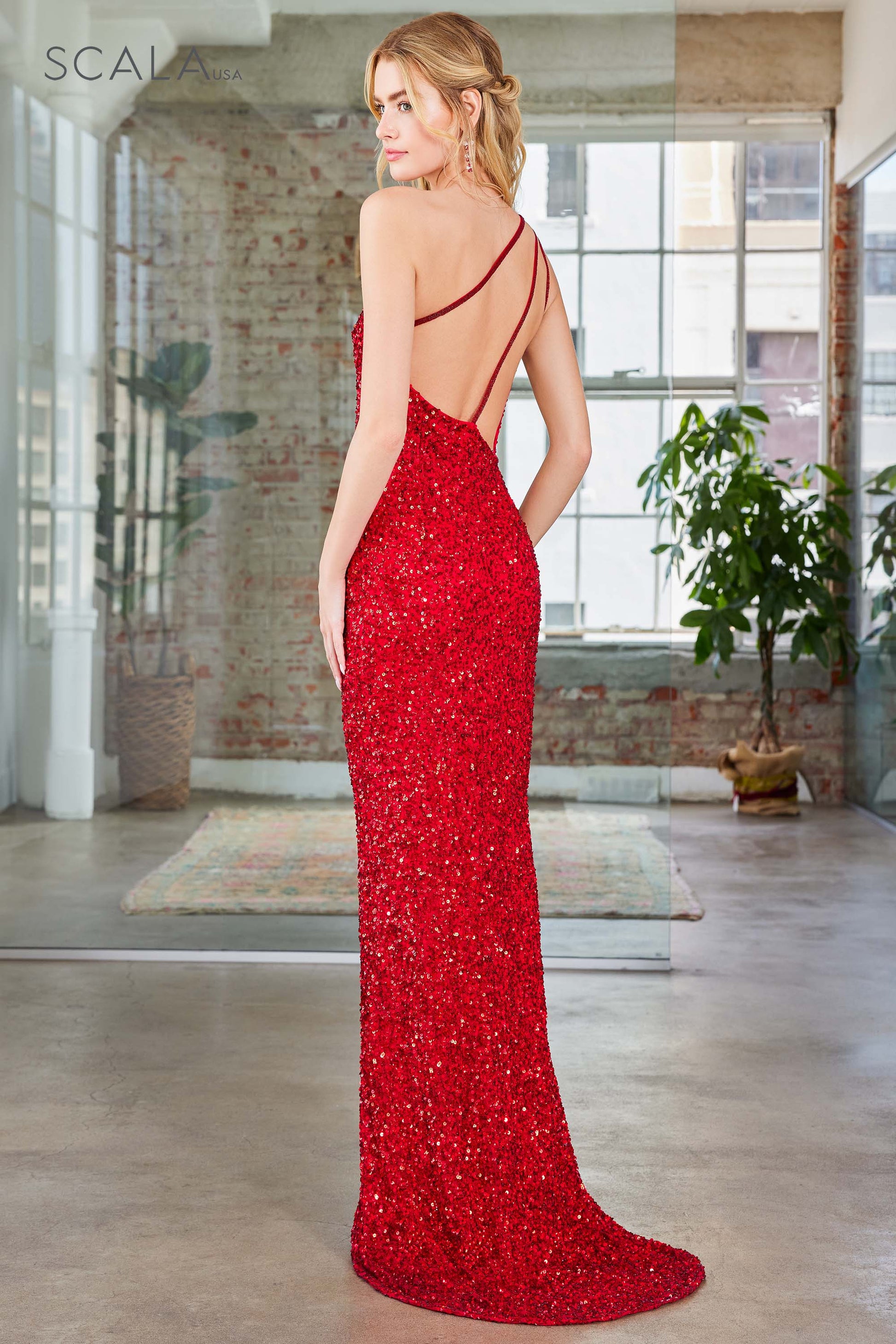 Scala 60290 Prom Fitted Slit Formal Evening Dress