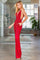 Jumpsuit Long Formal Beaded Pocket Jumpsuit Red