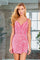 Homecoming Dresses Short Cocktail Beaded Sequin Mini Dress Hot Pink Combo