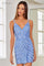 Homecoming Dresses Short Cocktail Beaded Sequin Mini Dress Periwinkle Combo