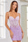 Homecoming Dresses Fitted Homecoming Short Cocktail Sequin Dress Violet/Pearl