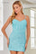 Homecoming Dresses Fitted Homecoming Short Cocktail Sequin Dress Turquoise
