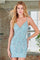 Homecoming Dresses Fitted Sequin Beaded Homecoming Short Dress Turquoise/Silver