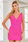 Homecoming Dresses Short Sequin Homecoming Mini Cocktail Dress Fuchsia