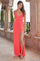 Prom Dresses Formal Long Prom Slit Sequin Dress Hot Coral