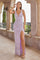 Prom Dresses Prom Formal Pattern Long Slit Dress Violet/Pearl