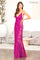 Prom Dresses Prom Long Sequin Formal Beaded Evening Dress Magenta