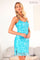 Cocktail Dresses Short Fitted Sequin Mini Cocktail Dress Turquoise