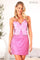 Homecoming Dresses Short Fitted Sequin Mini Cocktail Dress Strawberry