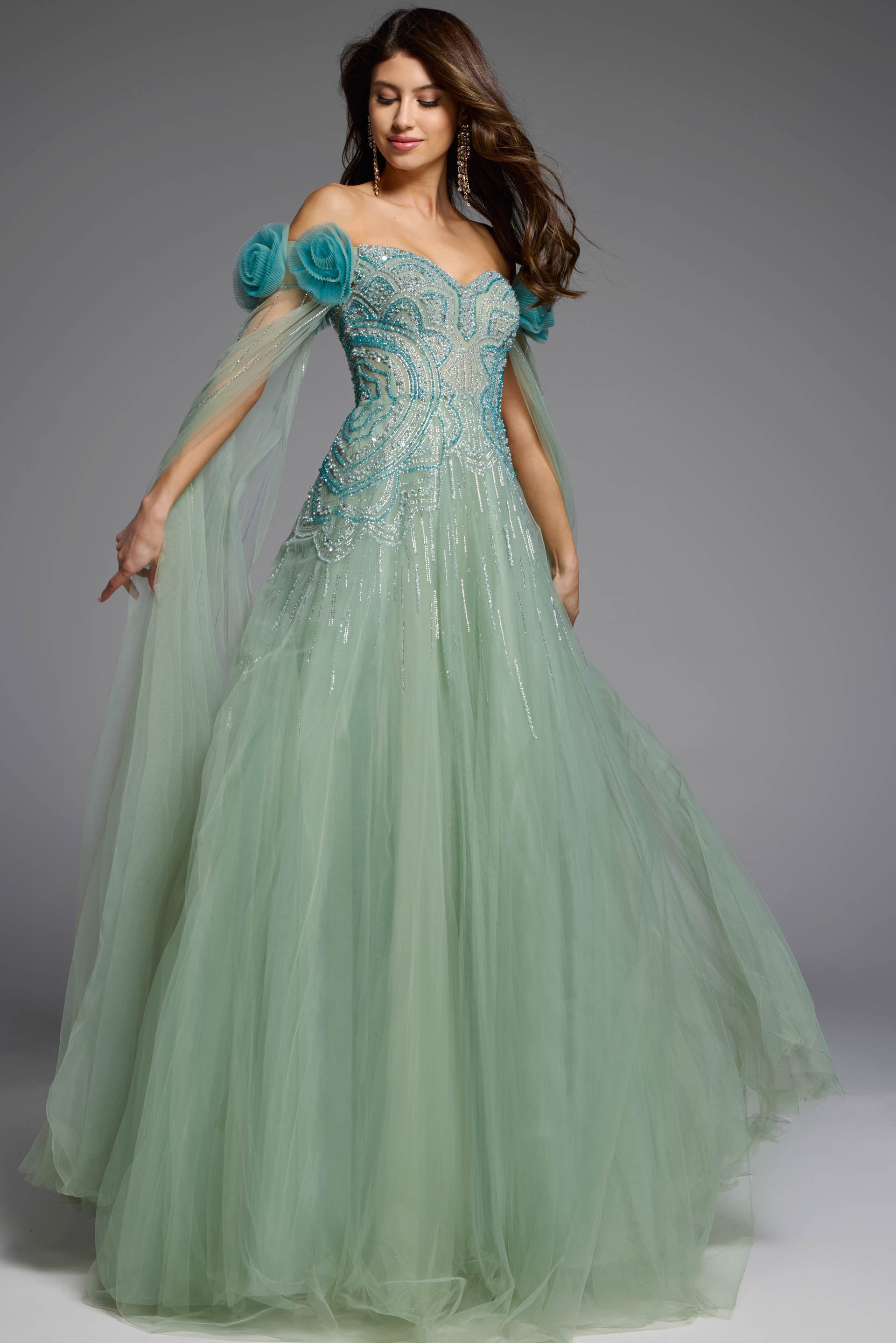 Formal Dresses Long Prom Ball Gown Beaded Corset Formal Dress Jovani 61002 Green