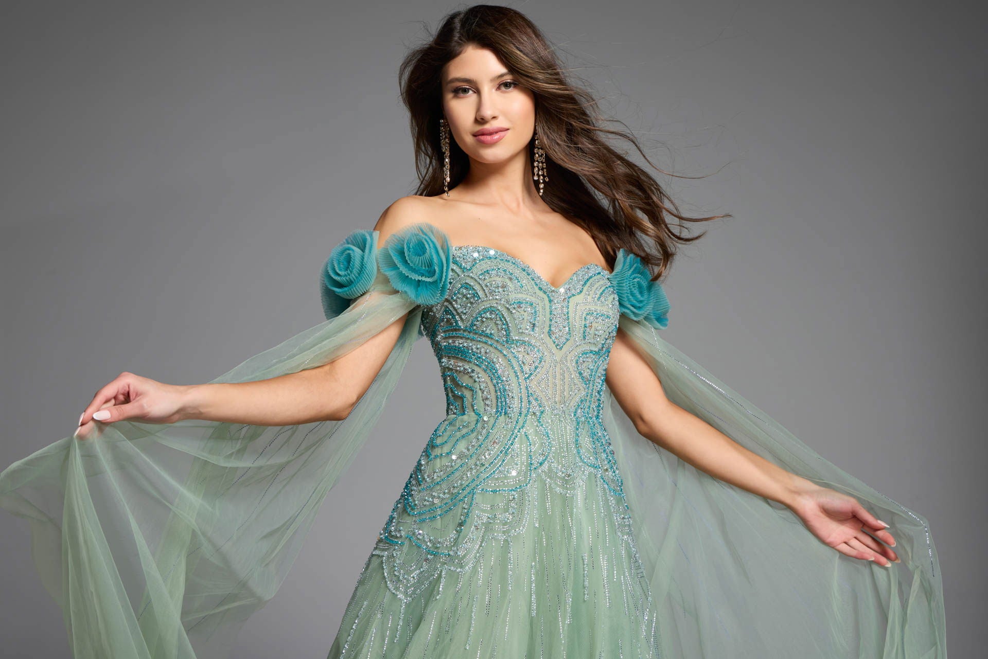Formal Dresses Long Prom Ball Gown Beaded Corset Formal Dress Jovani 61002 Green