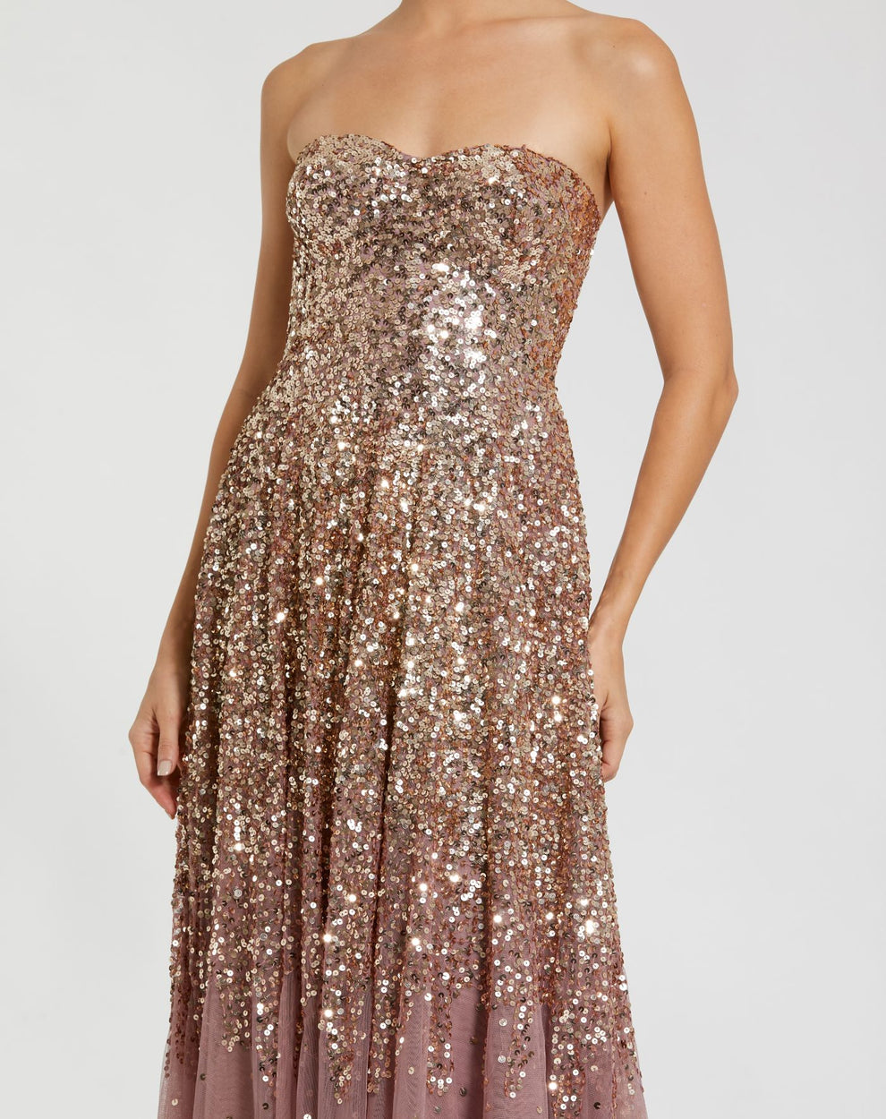 Strapless Curved Neck Floor-Length Sequin Formal A-Line Mac Duggal 6144