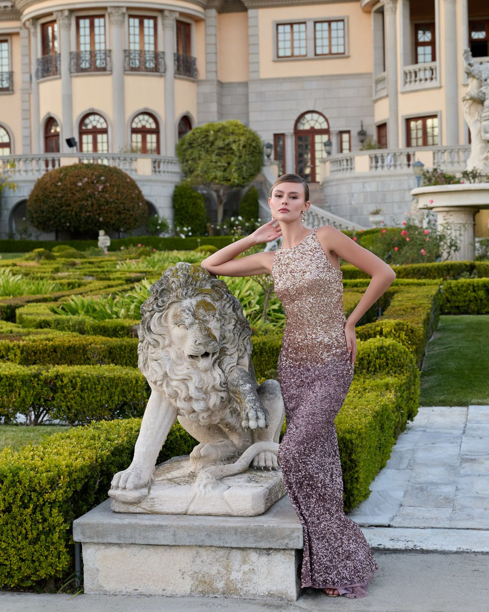 Crew/High-Neck Floor-Length Sequin Formal Sheath/Column Mac Duggal 6145