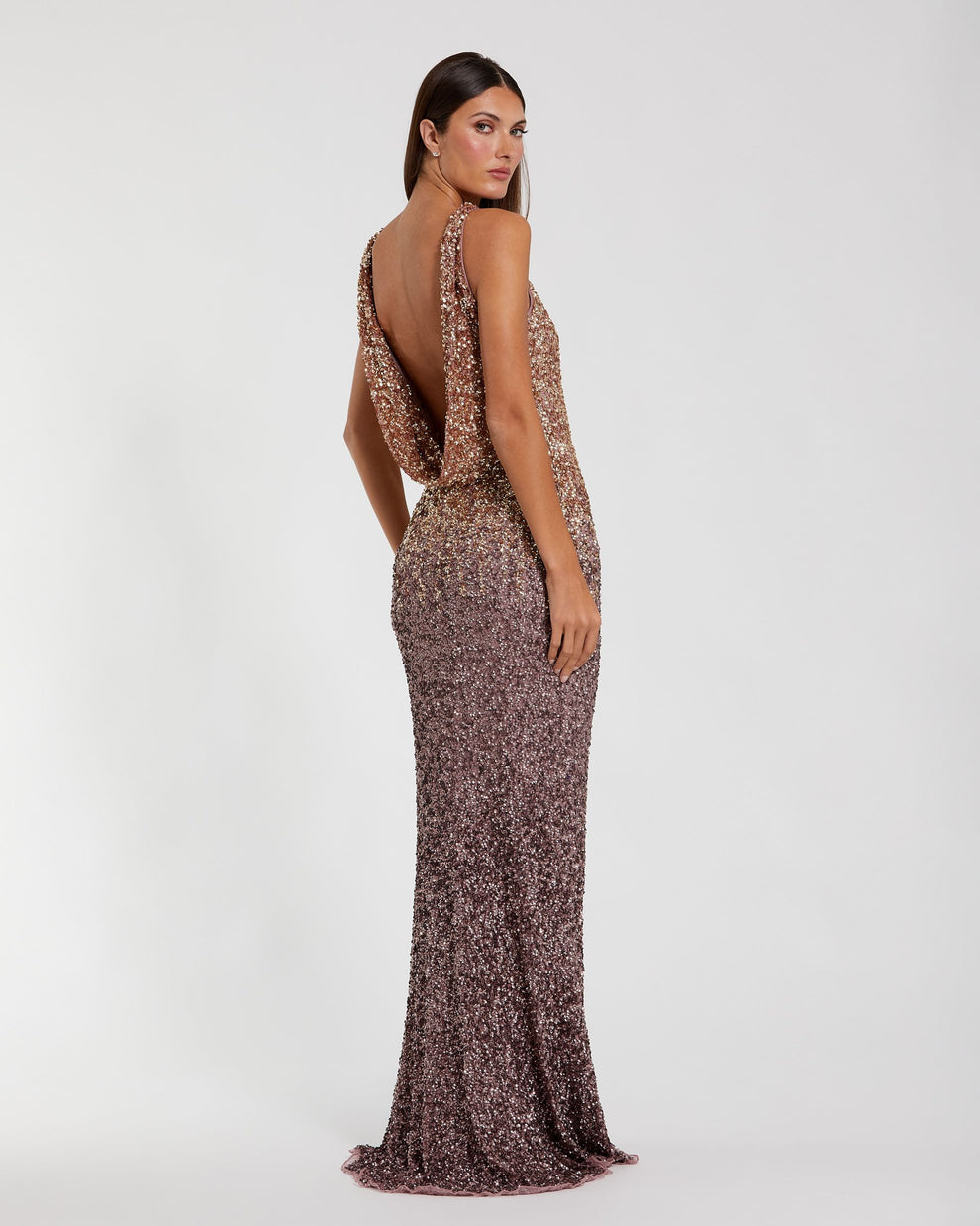 Crew/High-Neck Floor-Length Sequin Formal Sheath/Column Mac Duggal 6145
