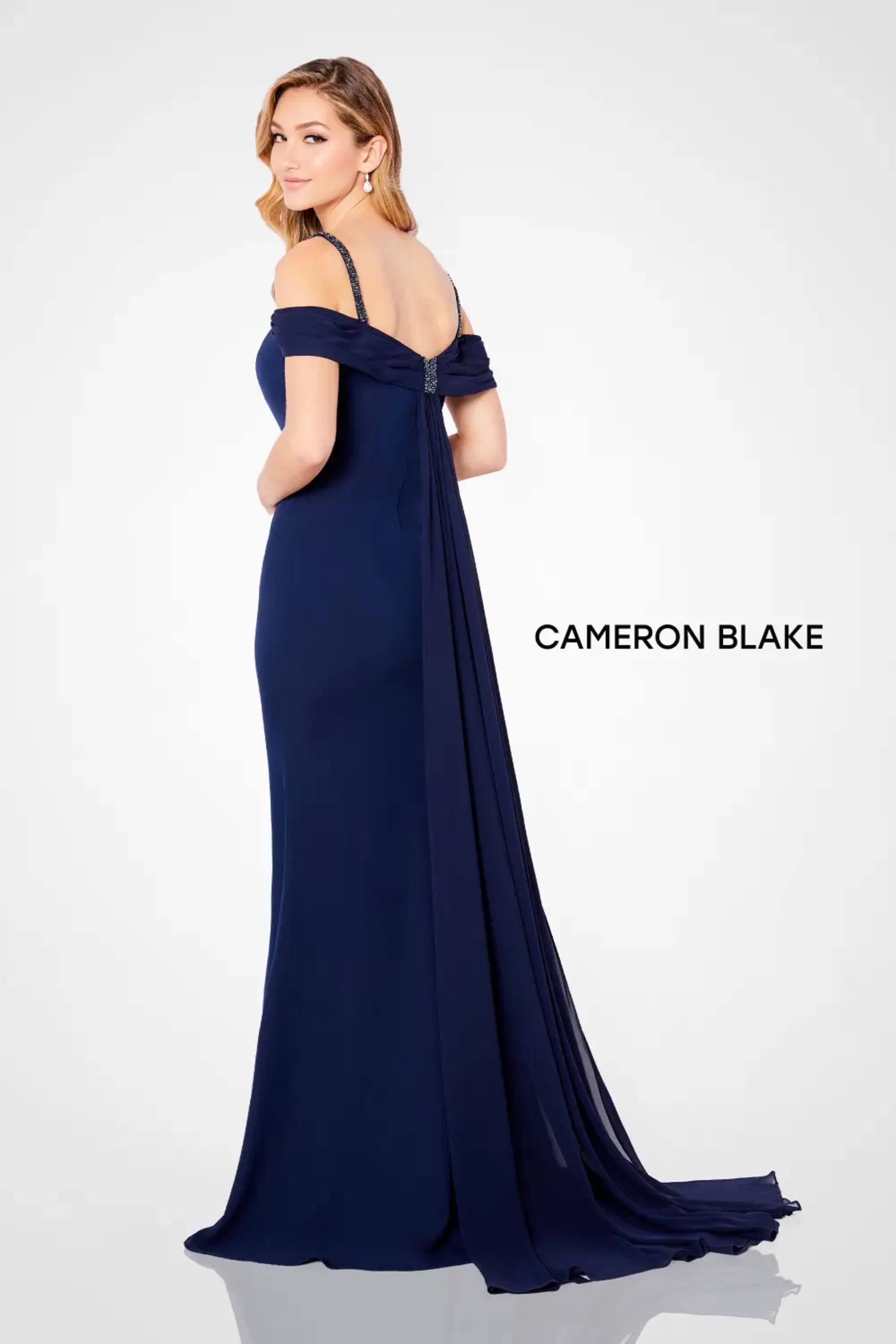 Formal Dresses Long Beaded Formal Evening Gown Navy Blue