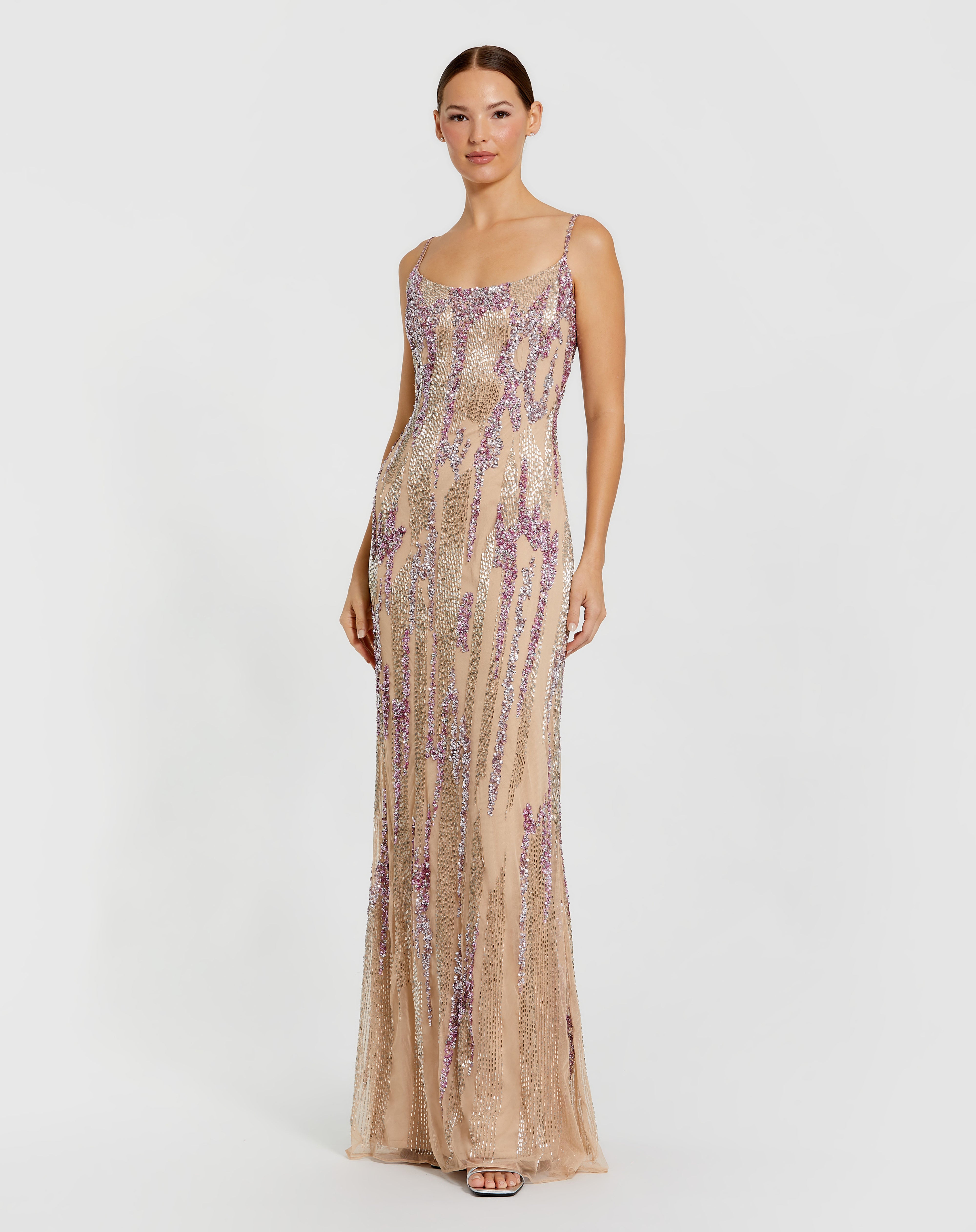 Prom Dresses Beaded Long Formal A Line Dress Mac Duggal 2354 Porcelain